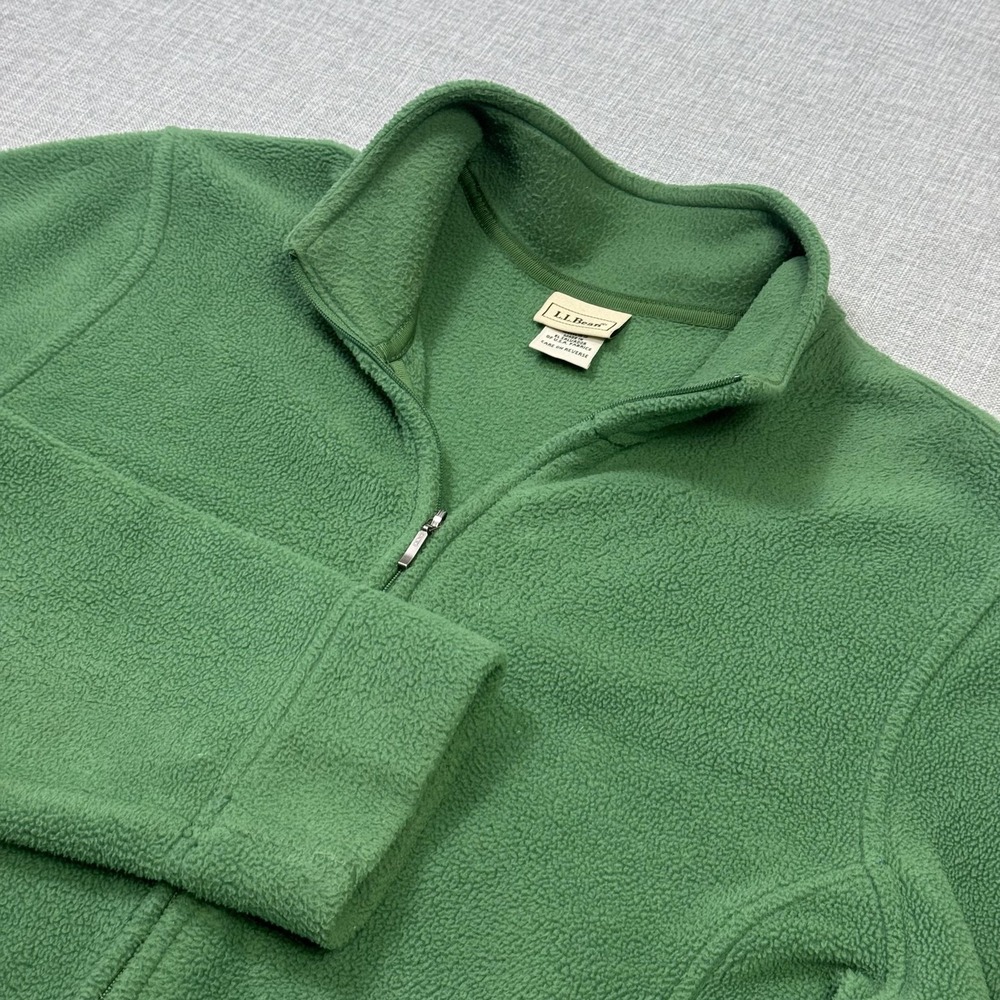 L.L. Bean Fleece Polartec Jacket Mens Medium Green Trail Hiking Outdoor Full Zip